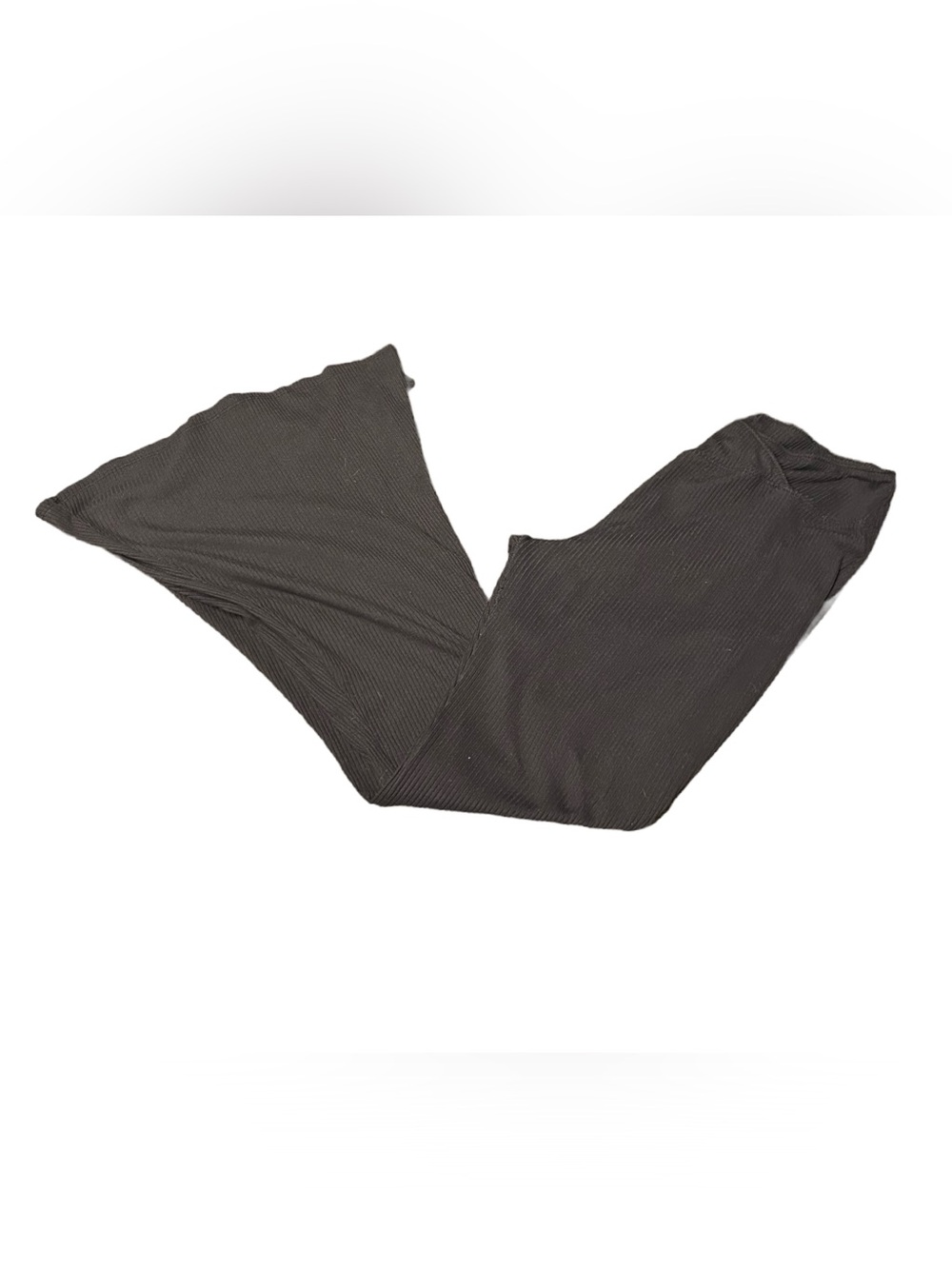 Black Ribbed Knit Flare Pants